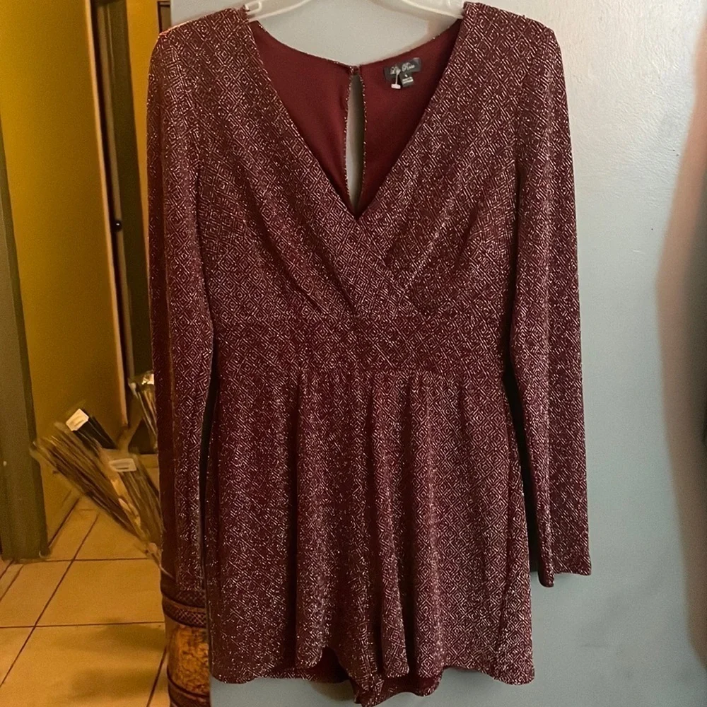 Lily Rose Maroon Sparkly Romper